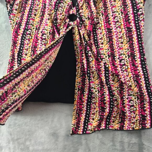 Notations Womens Ring Keyhole Stretch Knit Top XL Abstract Stripe High Low Artsy - Picture 9 of 12